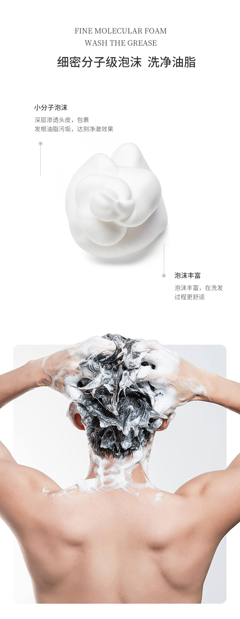 細(xì)密分子級(jí)泡沫，洗凈油脂